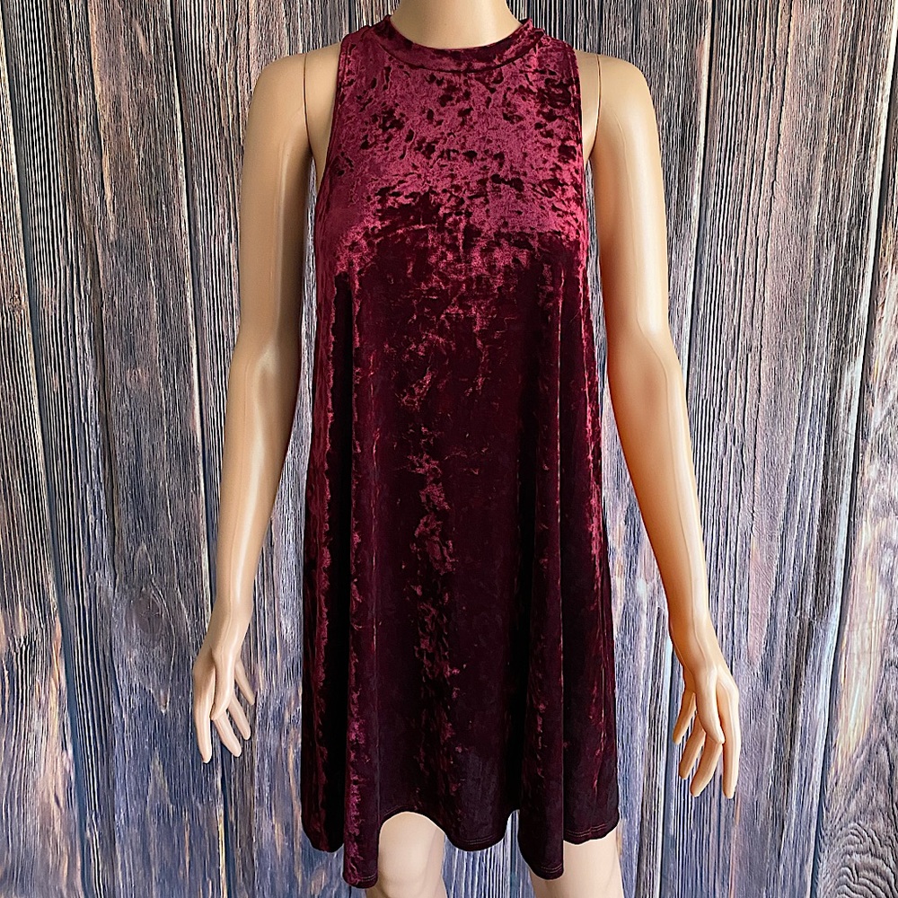 I.Joah crushed velvet burgundy wine colored red size Medium boho dress